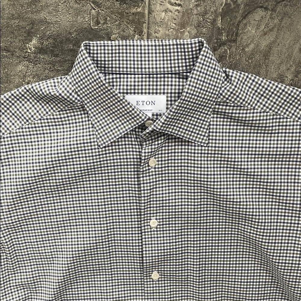 ETON Men’s Checkered Preppy Business Casual Office Cottagecore Button-Up Shirt
